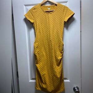 Old Navy Mustard Yellow Polka Dot Midi Dress